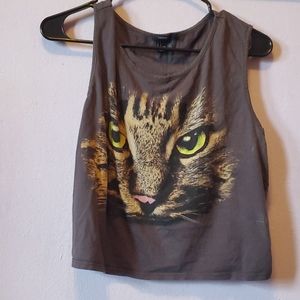 Forever 21 cat crop top tank size L